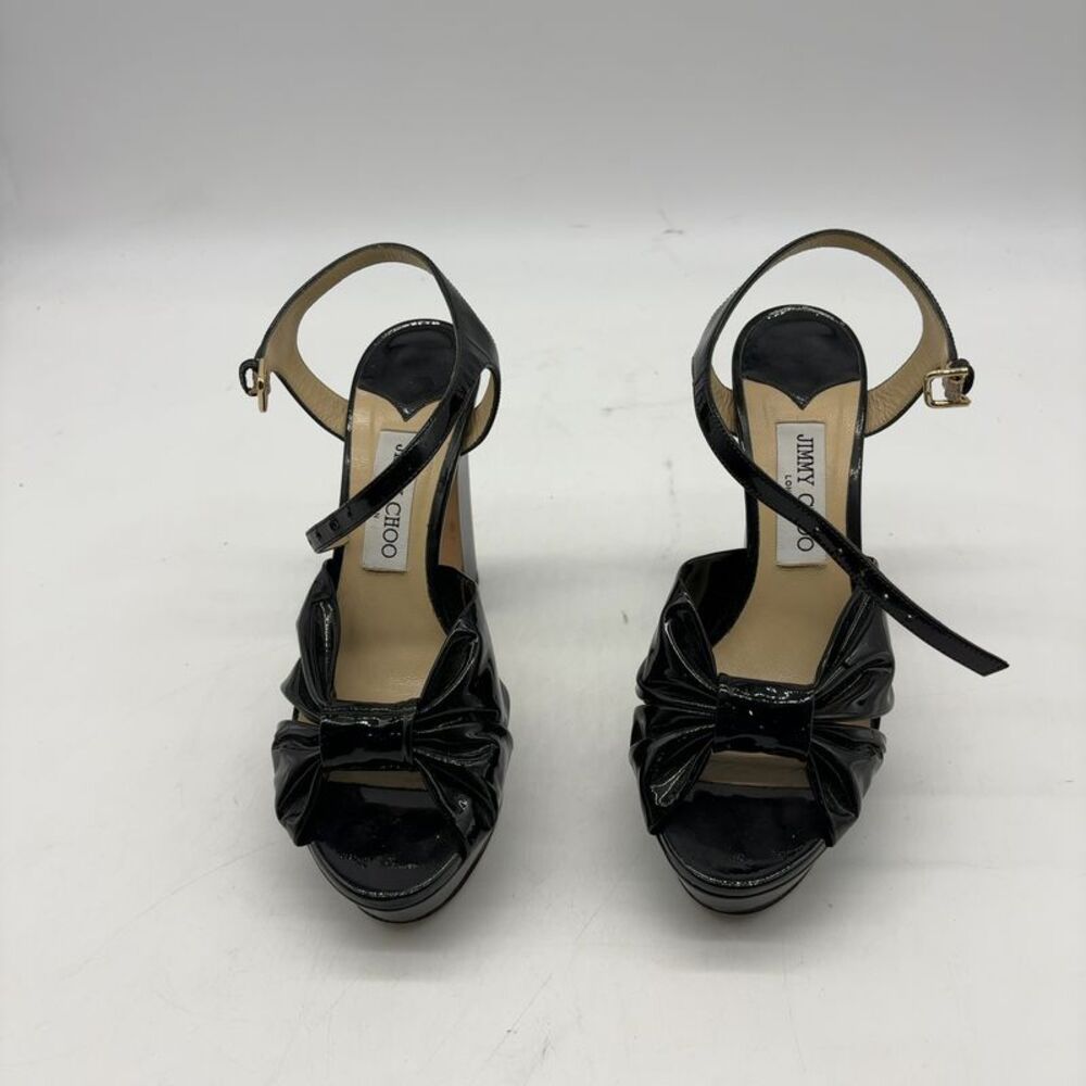 Jimmy Choo Black Patent Bow Heels
